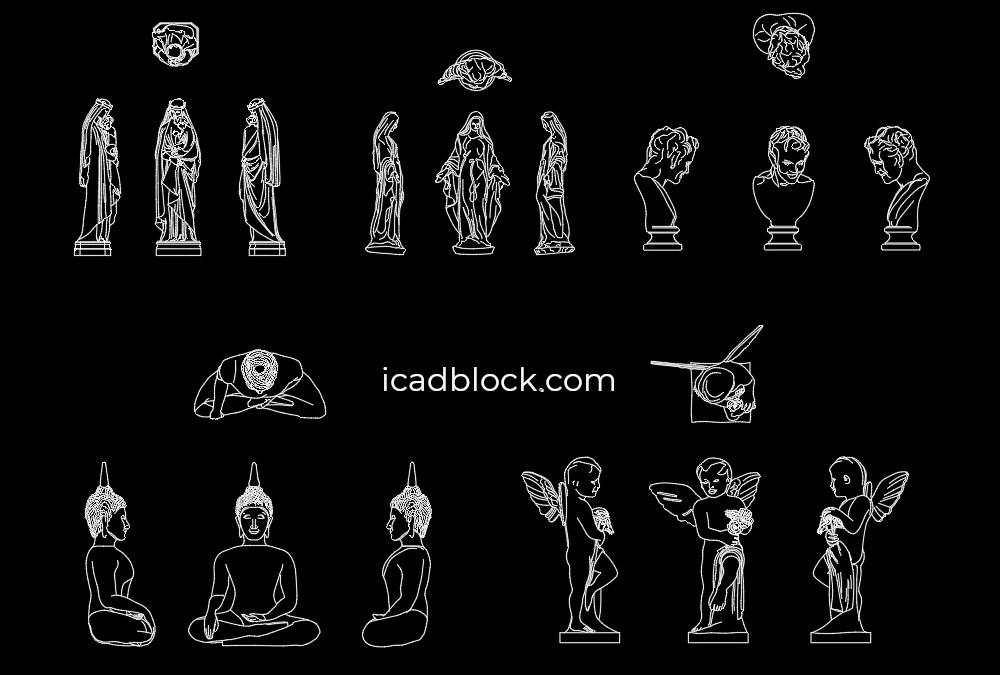 Statues DWG CAD Blocks collection iCADBLOCK