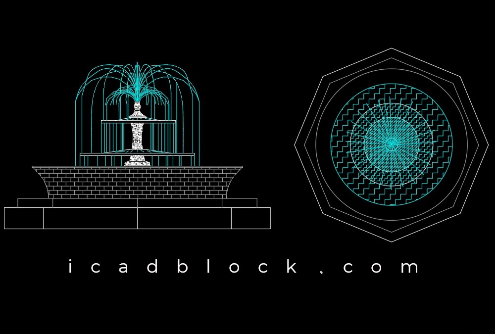 Water fountain in AutoCAD, Free download iCADBLOCK