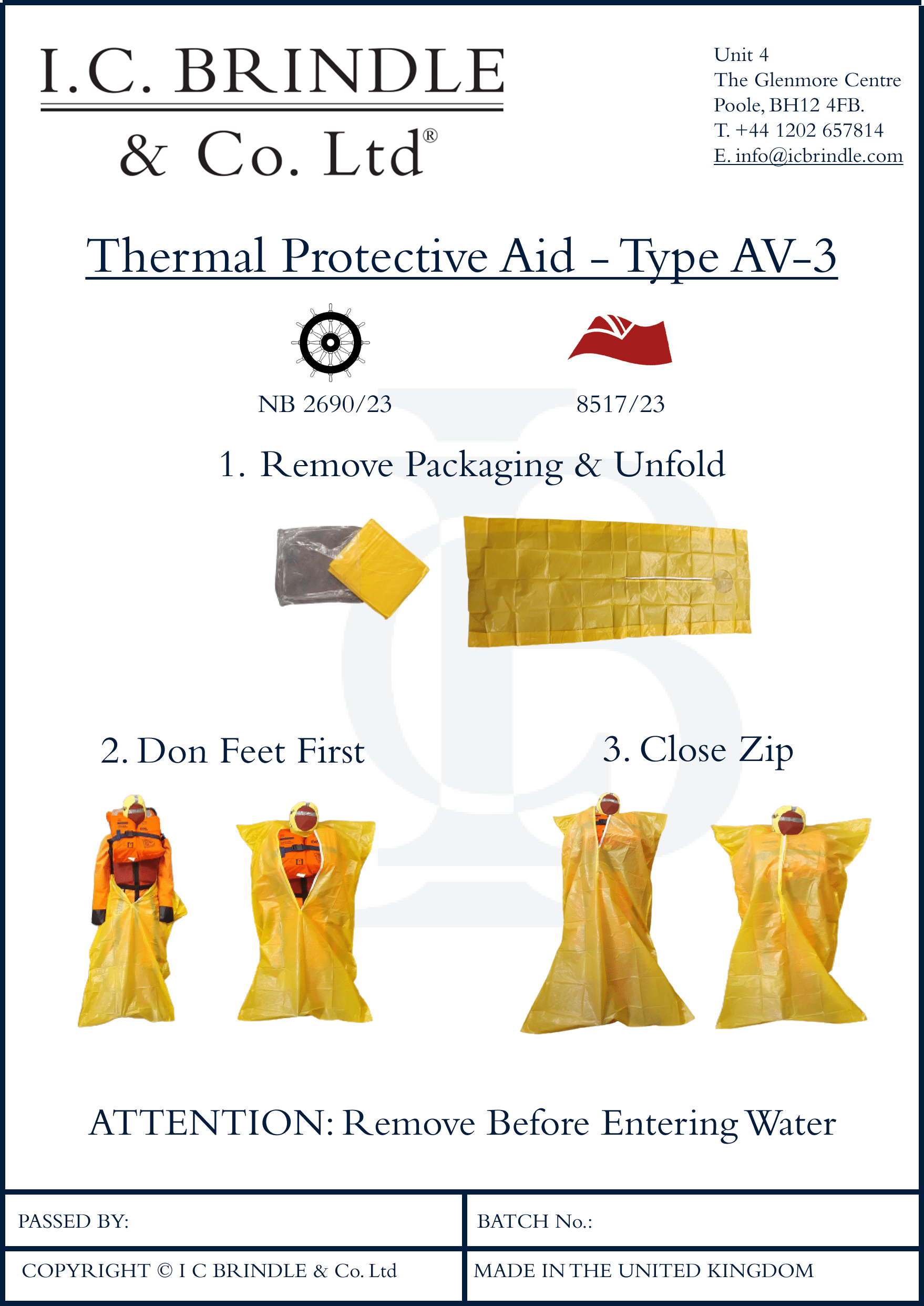 IC Brindle I.C. Brindle & Co Ltd Red Ensign Approved, Compliant with