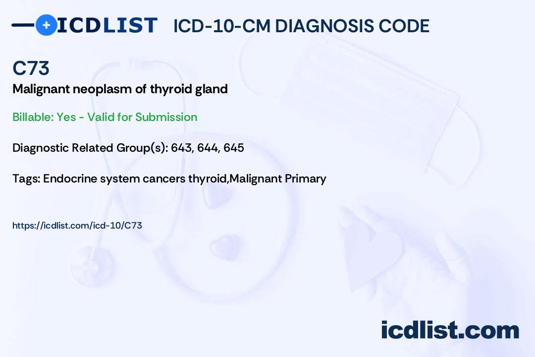 ICD10CM Diagnosis Code C73 Malignant neoplasm of thyroid gland