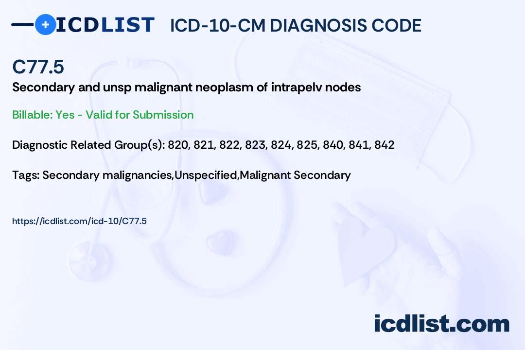 ICD10CM Diagnosis Code C77.5 Secondary and unspecified malignant