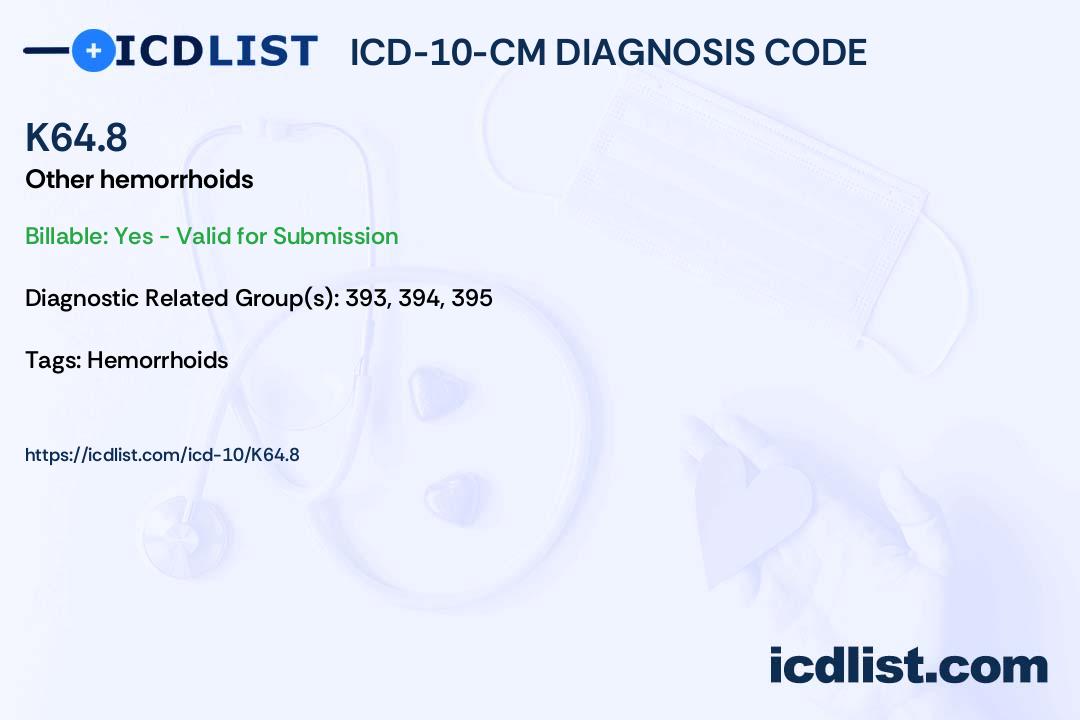 ICD10CM Diagnosis Code K64.8 Other hemorrhoids