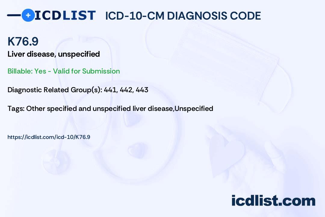 ICD10CM Diagnosis Code K76.9 Liver disease, unspecified