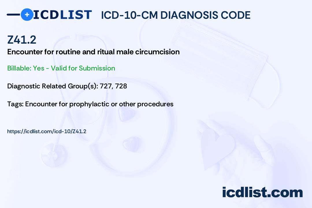 ICD10CM Diagnosis Code Z41.2 Encounter for routine and ritual male