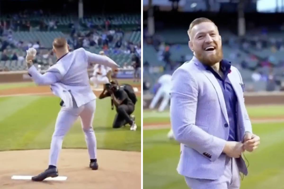 Conor McGregor throws terrible first pitch at Cubs vs Twins game video