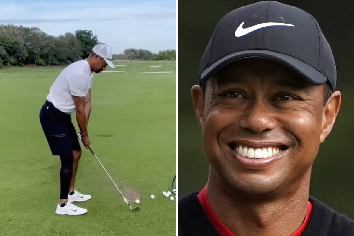 Tiger Woods shows off his swing as recovery from car crash continues