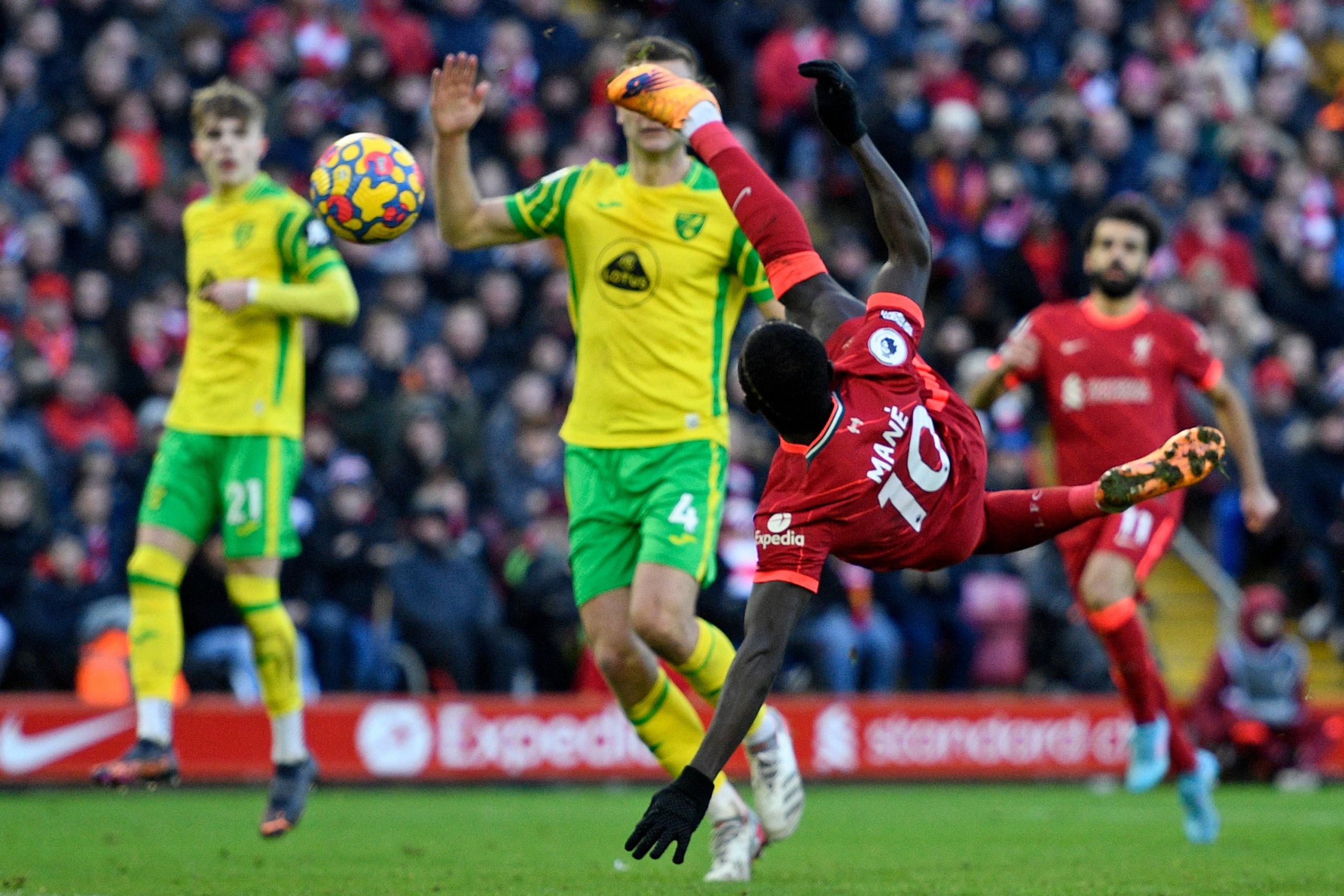 (Video) Sadio Mane scores overheadkick in Liverpool vs Norwich