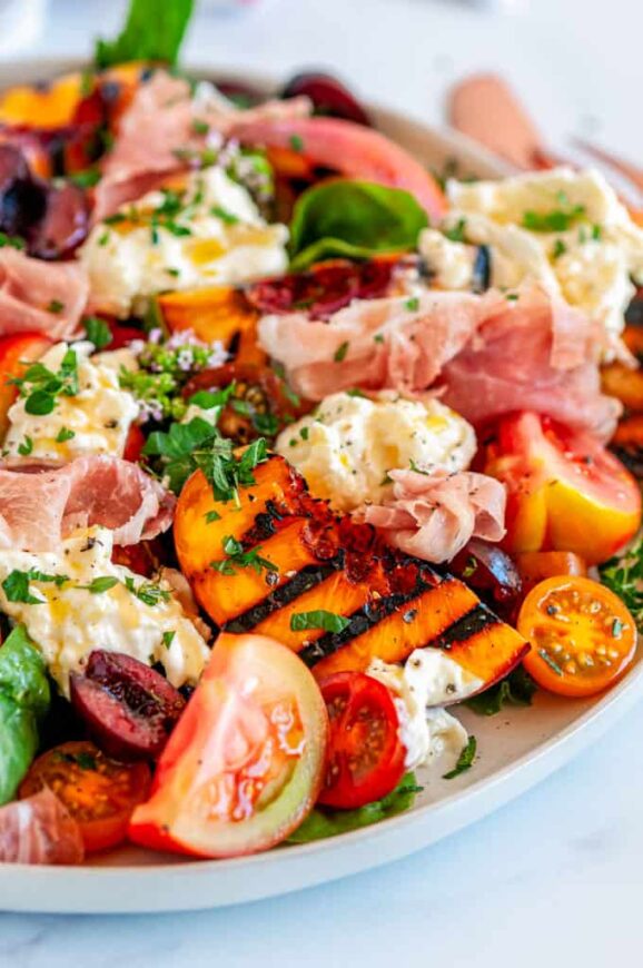 Summer Salad Recipe: GRILLED NECTARINE BURRATA PROSCIUTTO SALAD