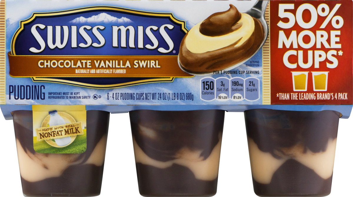 Swiss Miss Pudding Chocolate Vanilla Swirl 6 CT Swiss Miss