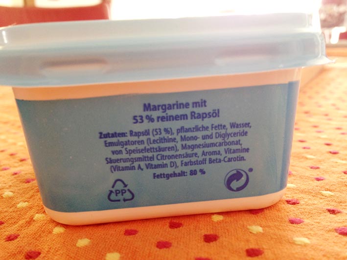 Vitareform Margarine laktose und glutenfrei Ich bin intolerant.