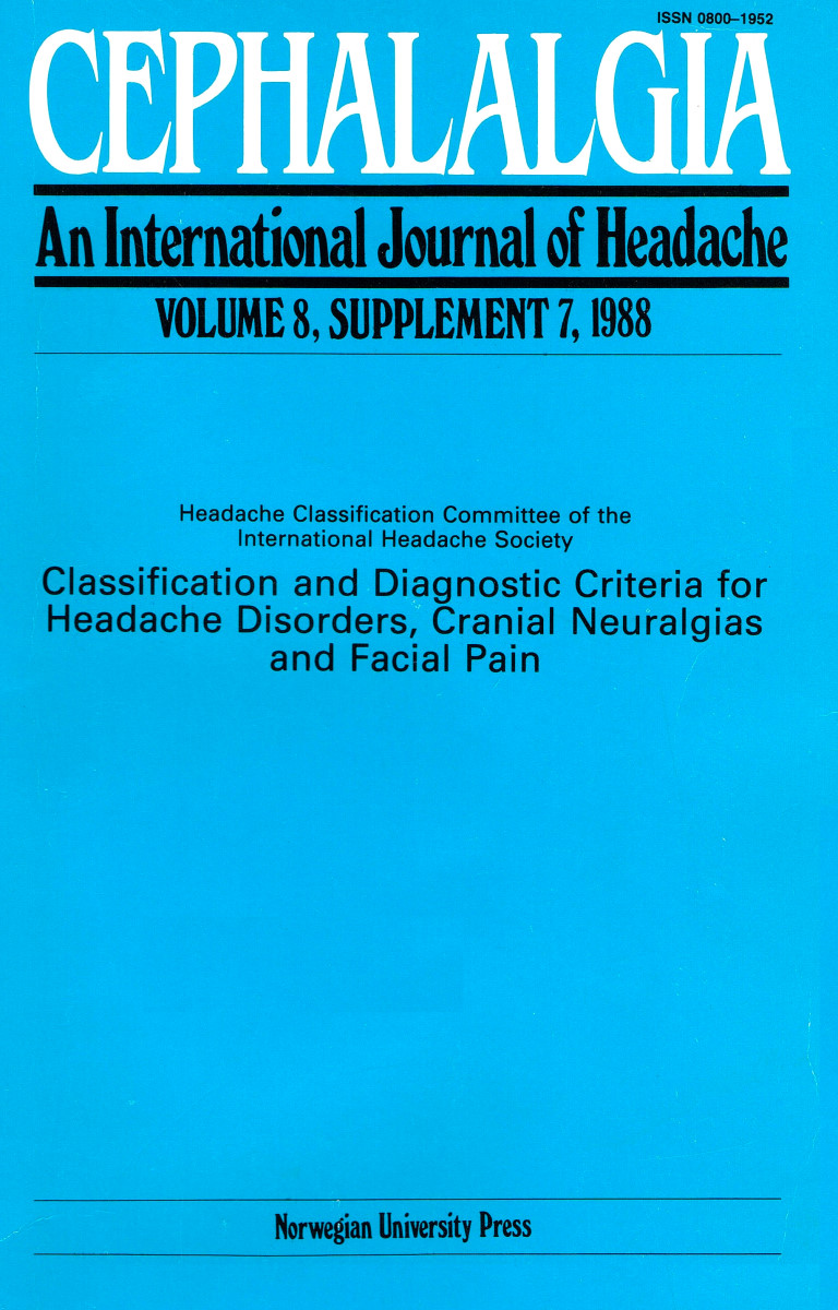 Ichd 3 The International Classification Of Headache