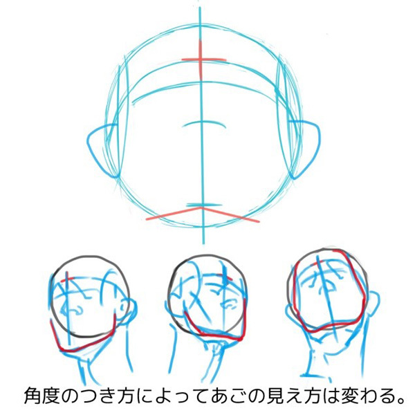正面から見る上向き・下向きの顔の描き方 構造から理解しよう！ あおりと俯瞰（フカン）のついた顔の描き方 | いちあっぷ