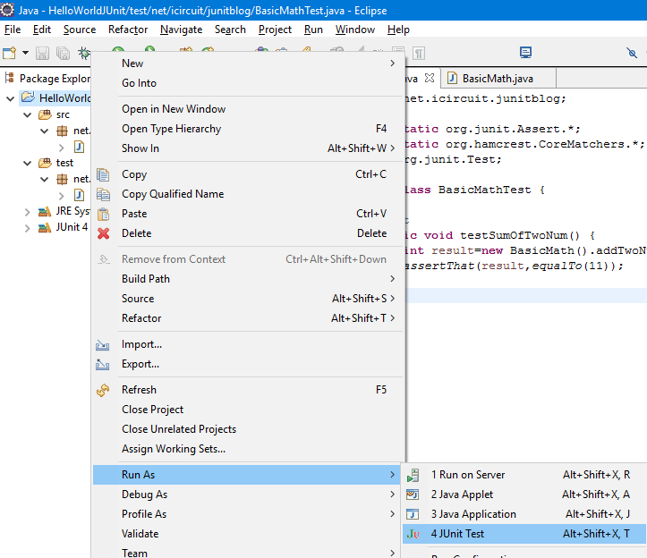 Getting started with Junit iCircuit