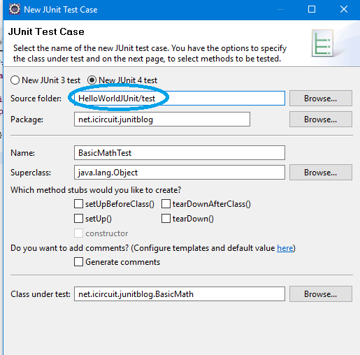 Getting started with Junit iCircuit