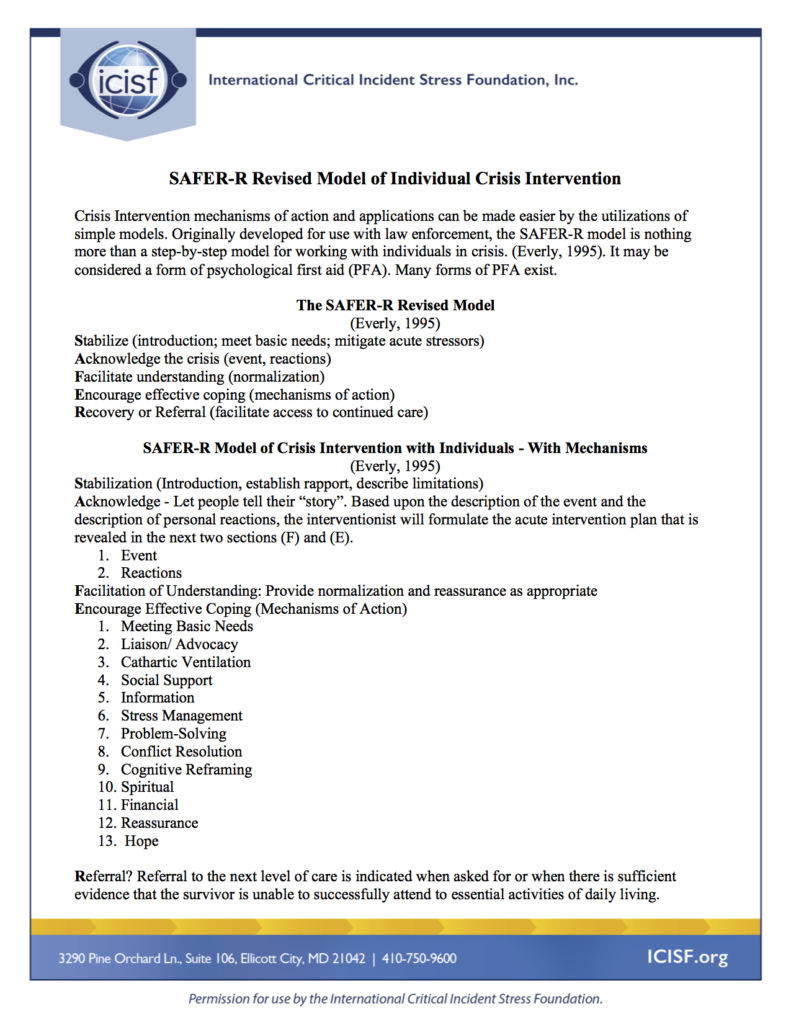SAFERR Revised Model ICISF