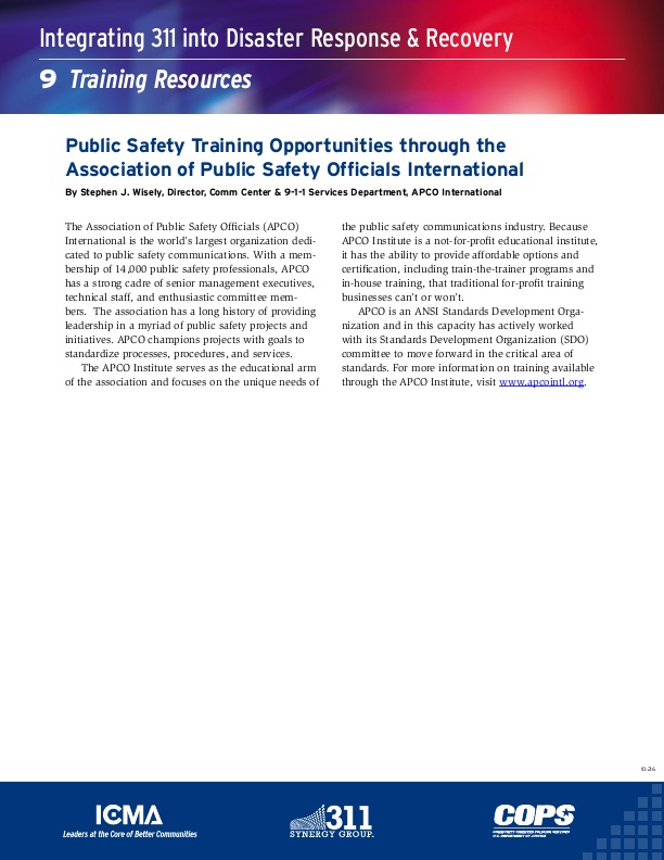 Public Safety Training Opportunities through the Association of Public
