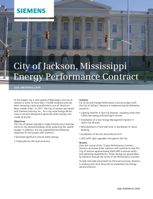 City of Jackson, Mississippi Energy Performance Contract