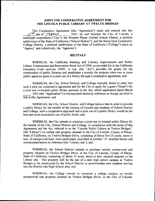 JointUse Agreement for Shared Library