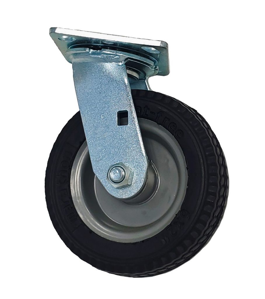 6 inch x 2 inch AFR Air/Flat Free Industrial Top Plate Caster, 1 Swivel