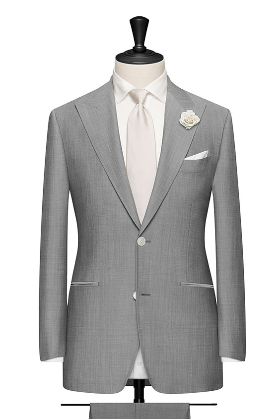 Men's Custom Wedding Suits Light Grey Twill WoolMohair Wedding Suit