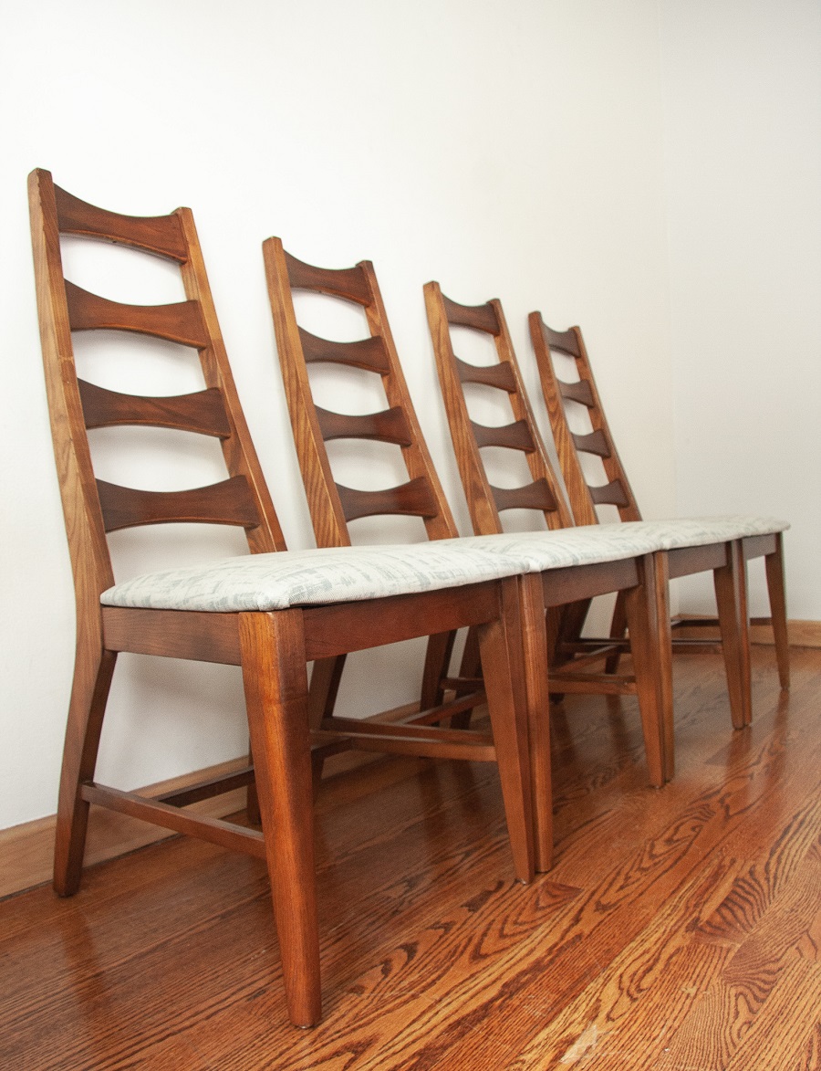 4 Vintage Mid Century Ladder Back Dining Chairs Iconic Mid Mod Décor