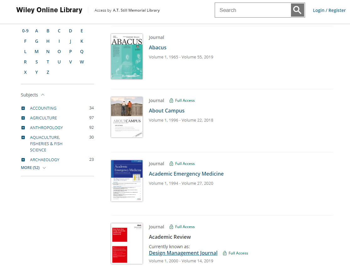 Wiley Online Library new library research journals