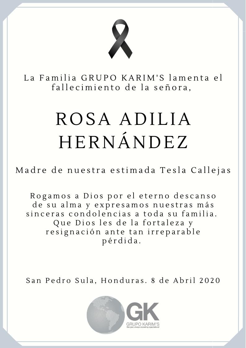 Fallece la dama Rosa Adilia Hernández