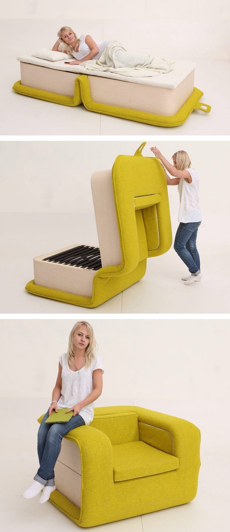 Multifunctional Arm Chair With a Bed Attached iCreatived
