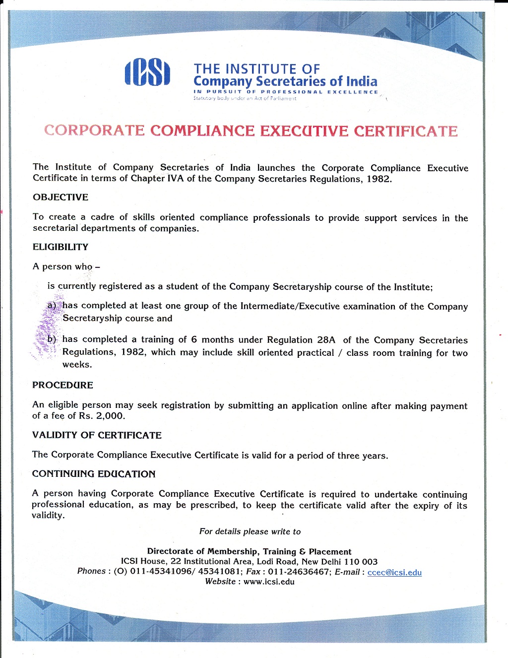 ICSI Launches Corporate Compliance Executive Certificate Corporate