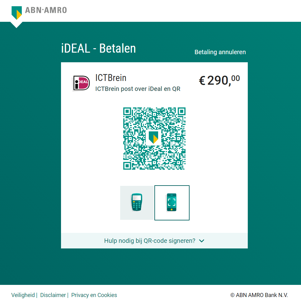 iDeal Betalen met QR code ICTBrein