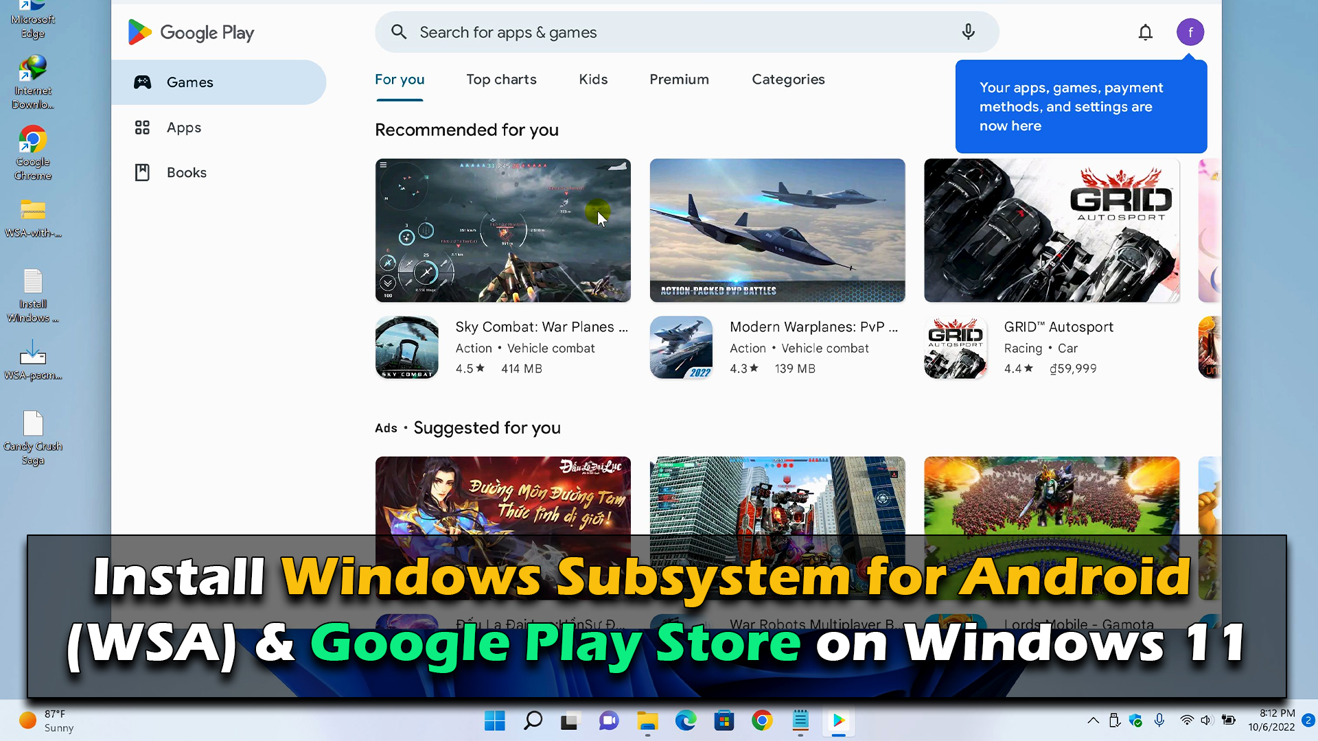 Install Windows Subsystem for Android (WSA) & Google Play Store on