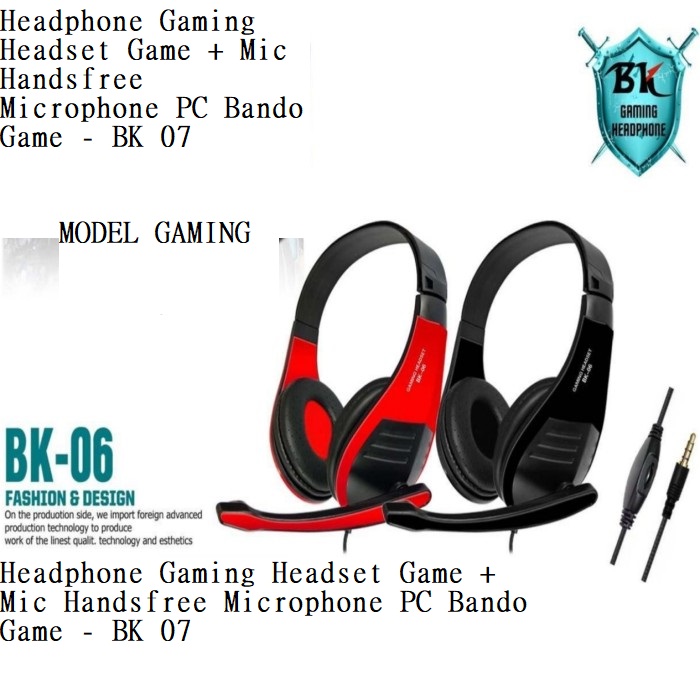 Headphone Gaming Headset Game + Mic Handsfree Microphone Pc Bando Game - Bk 07 /Headphone Gaming Bk-07 With Mic Bando Pc Game Pubg Headset Gaming | Lazada Indonesia