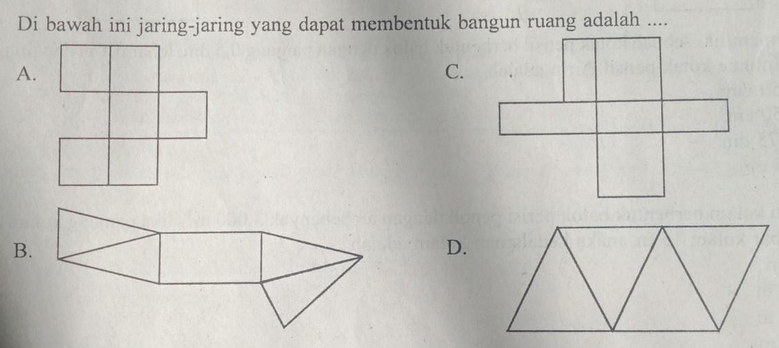 14. Di bawah ini jaringjaring yang dapat membentuk bangun ruang adalah