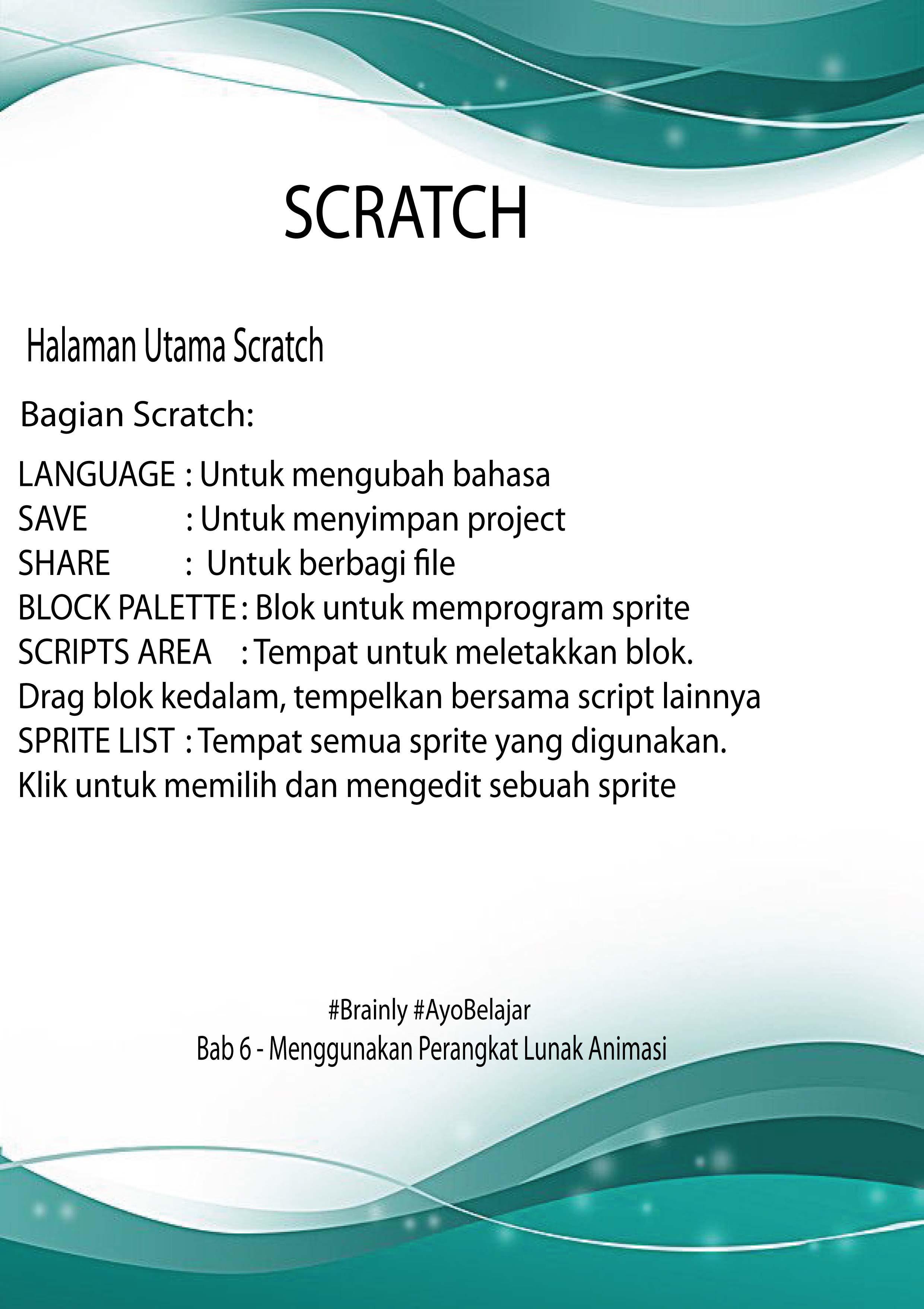 apa saja yang ada di menu halaman aplikasi scratch
