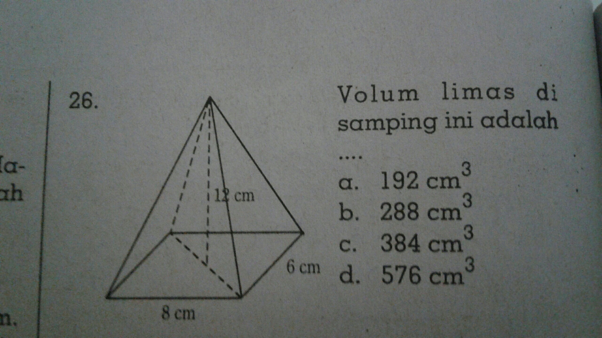 volume limas di samping adalah Brainly.co.id