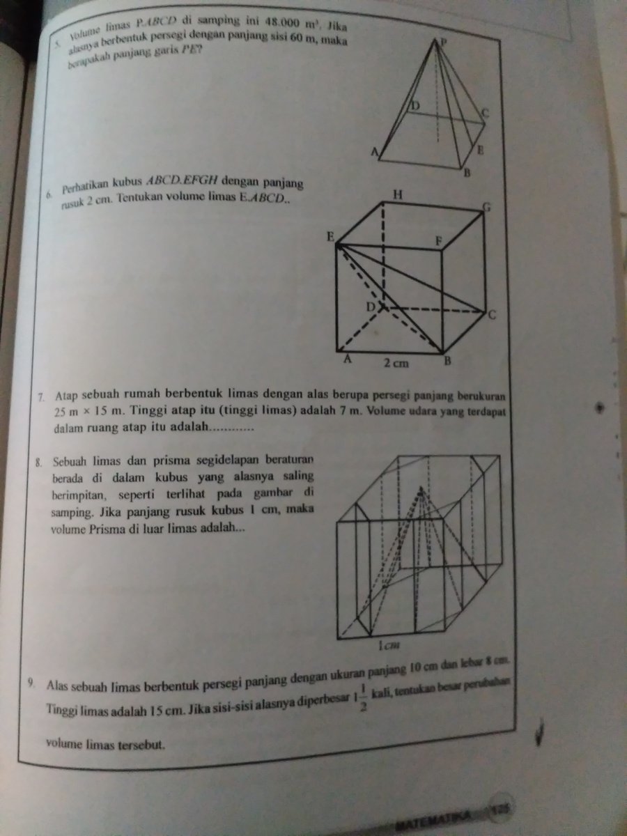 8.sebuah limas dan prisma segi delapan beraturan berada di dalam kubus