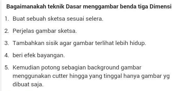 1.Bagaimana ciriciri benda berbentuk tiga dimensi? 2.Apa saja jenis