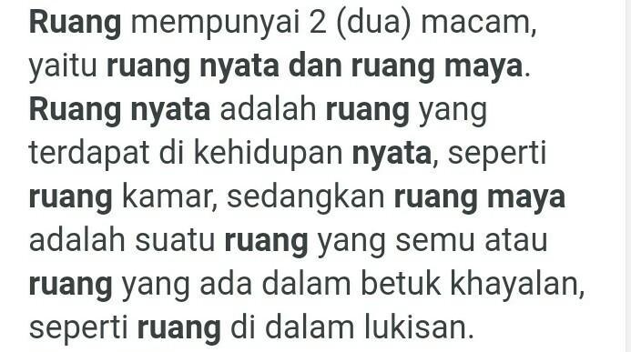 tuliskan pengertian ruang nyata dan ruang maya Brainly.co.id