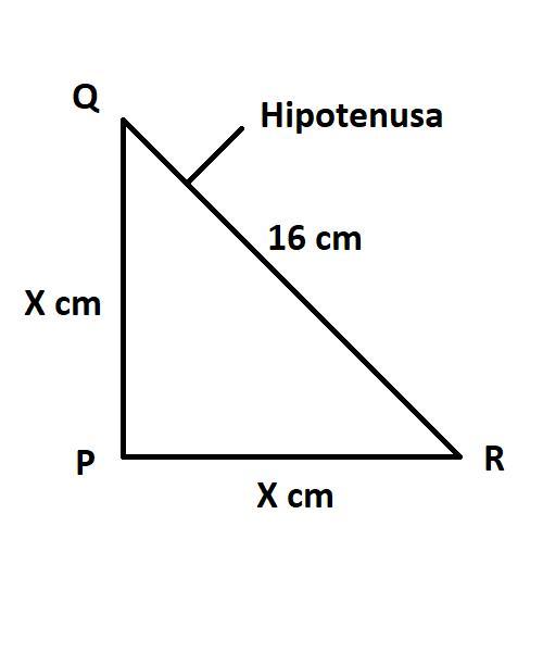diketahui segitiga PQR siku siku di P , dengan panjang PQ=PR = x cm