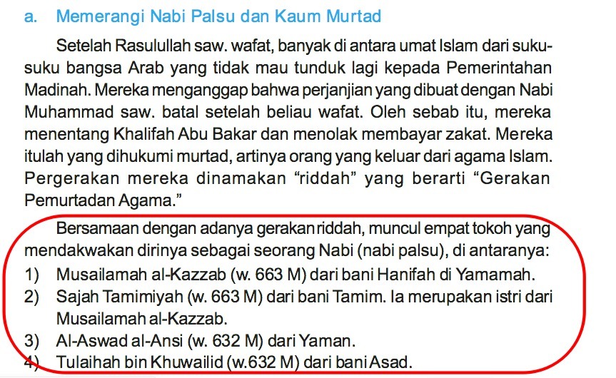 orang yang mengaku sebagai nabi setelah Rasulullah SAW