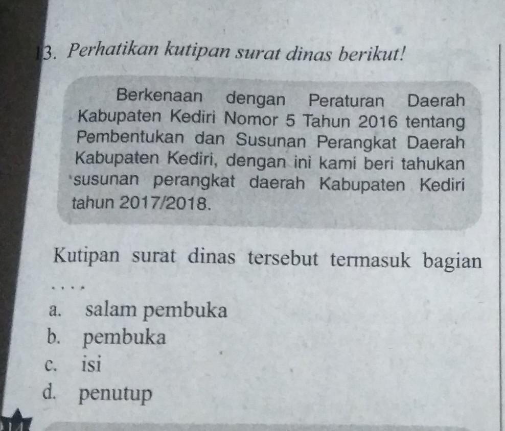 perhatikan kutipan surat dinas berikut Brainly.co.id
