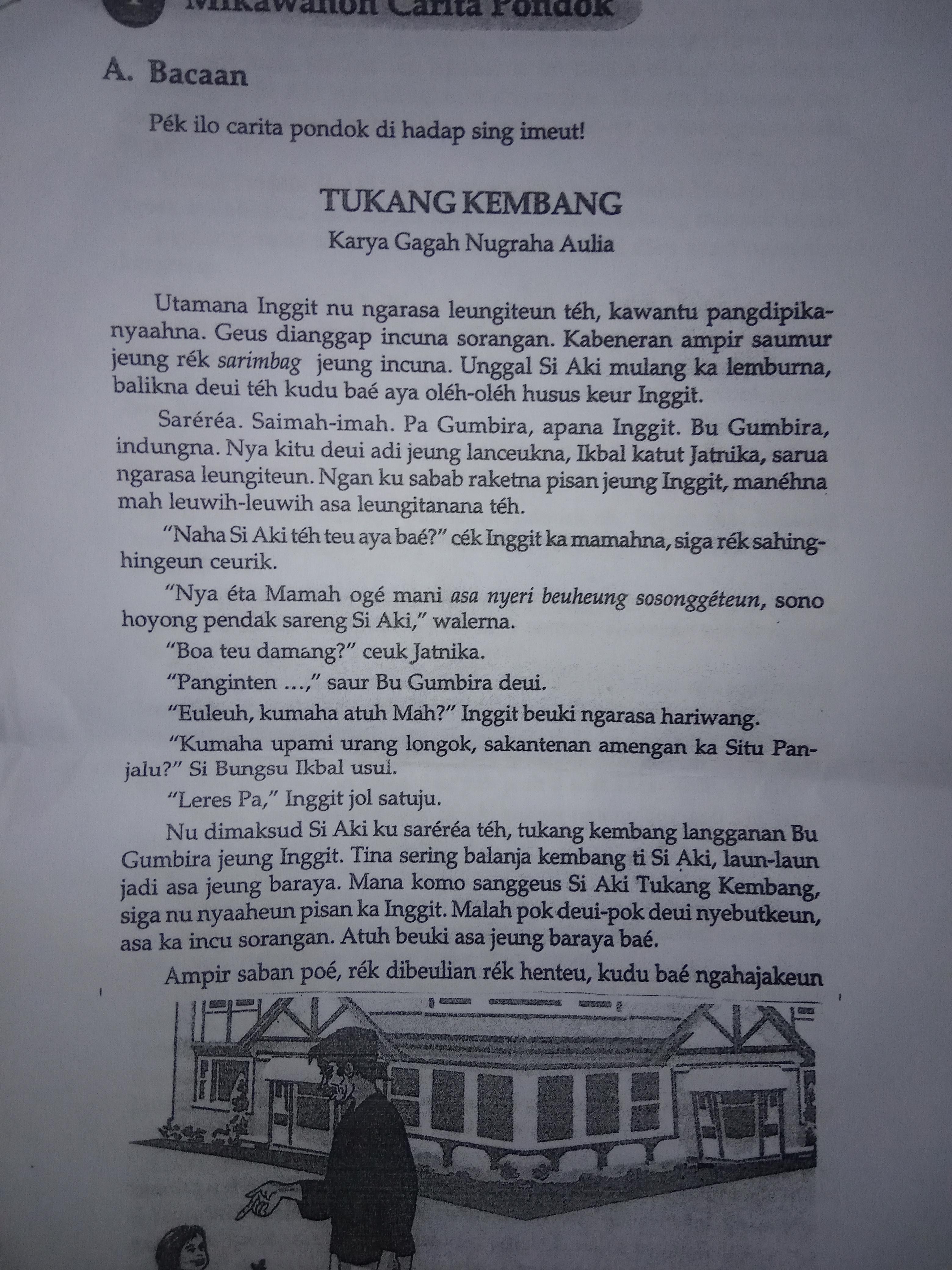 nganalisis carita pondok dina tukang kembang ( di tulis dina buku sunda