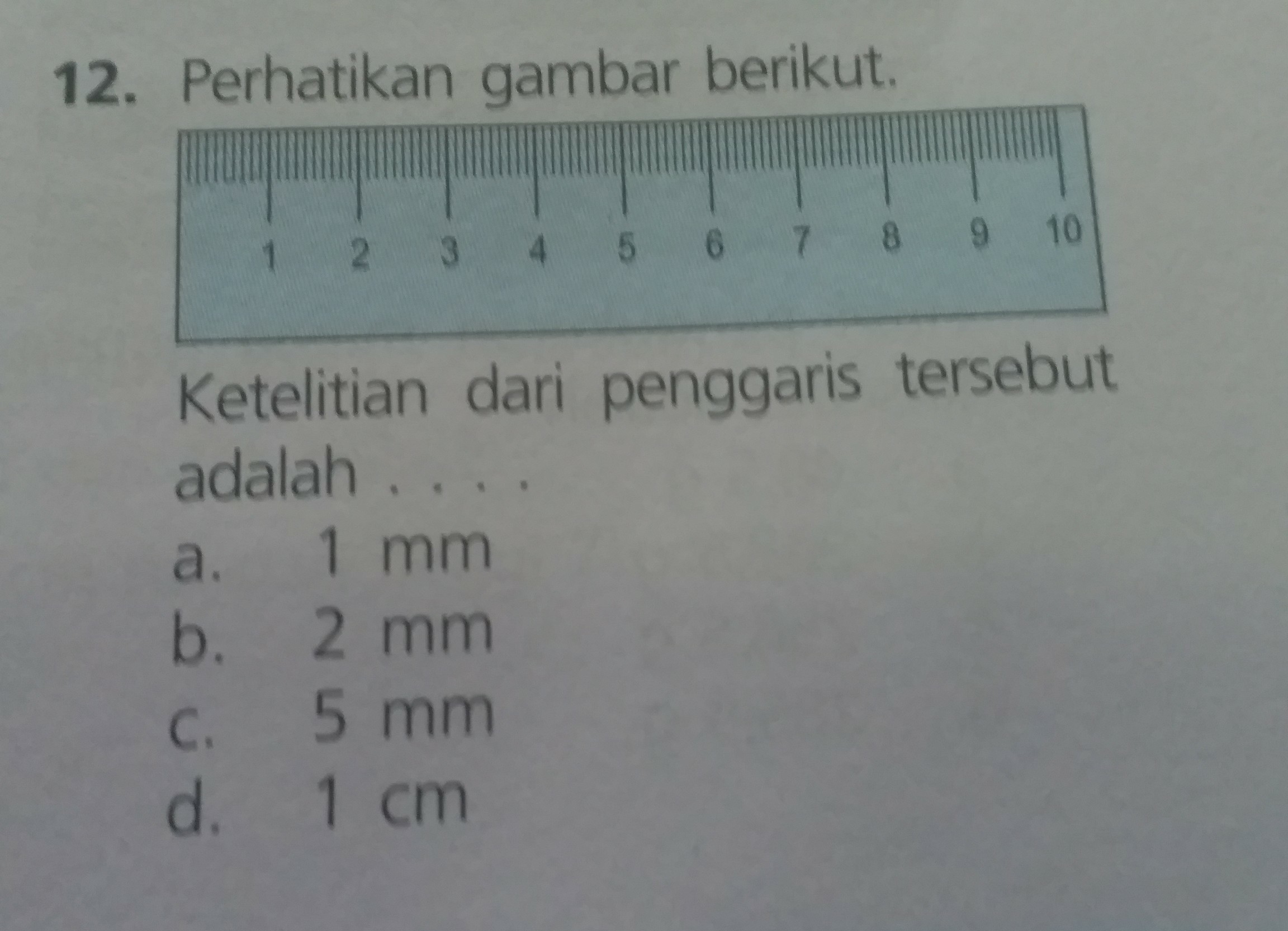 Perhatikan Gambar Berikut Ketelitian Dari Penggaris Tersebut Adalah
