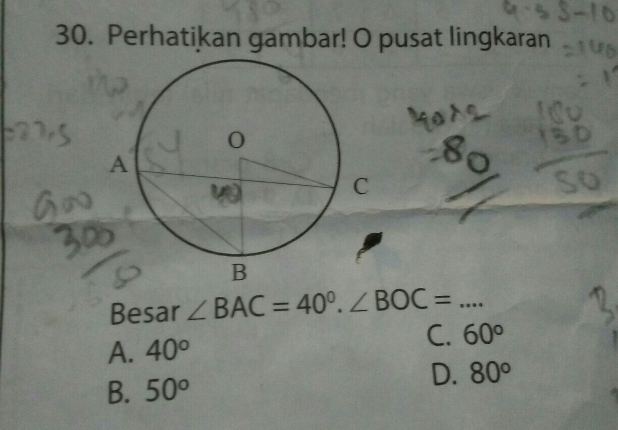 besar sudut abc=40°, sudut boc = Brainly.co.id