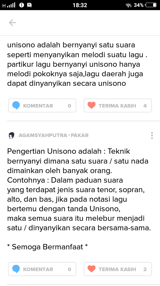 Pengertian Bernyanyi Unisono Materi Soal