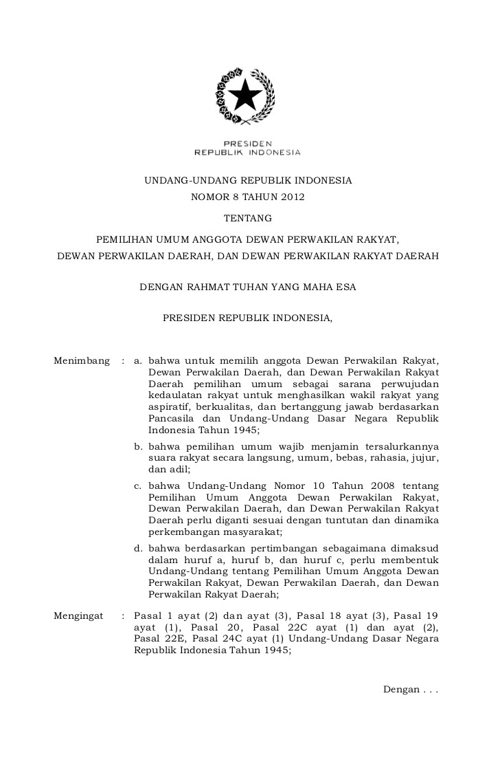 Bagaimana keanggotaan DPR menurut UU pemilu No. 10 tahun