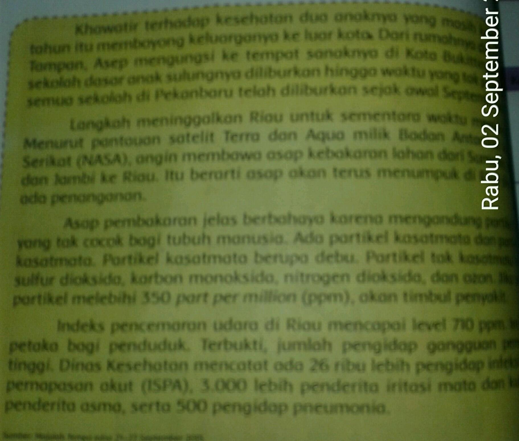 Jawaban Pertanyaan Dari Cerita Kuldesak Lantaran Jerebu