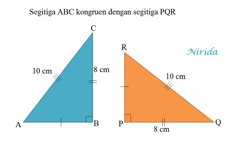 diketahui segitiga ABC siku siku di B kongruen dengan segitiga PQR siku