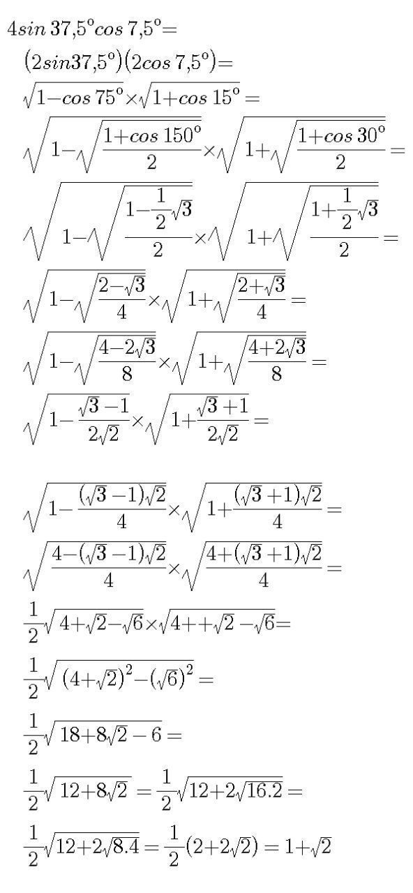 Nilai 4 sin 37,5 cos 7,5= Brainly.co.id