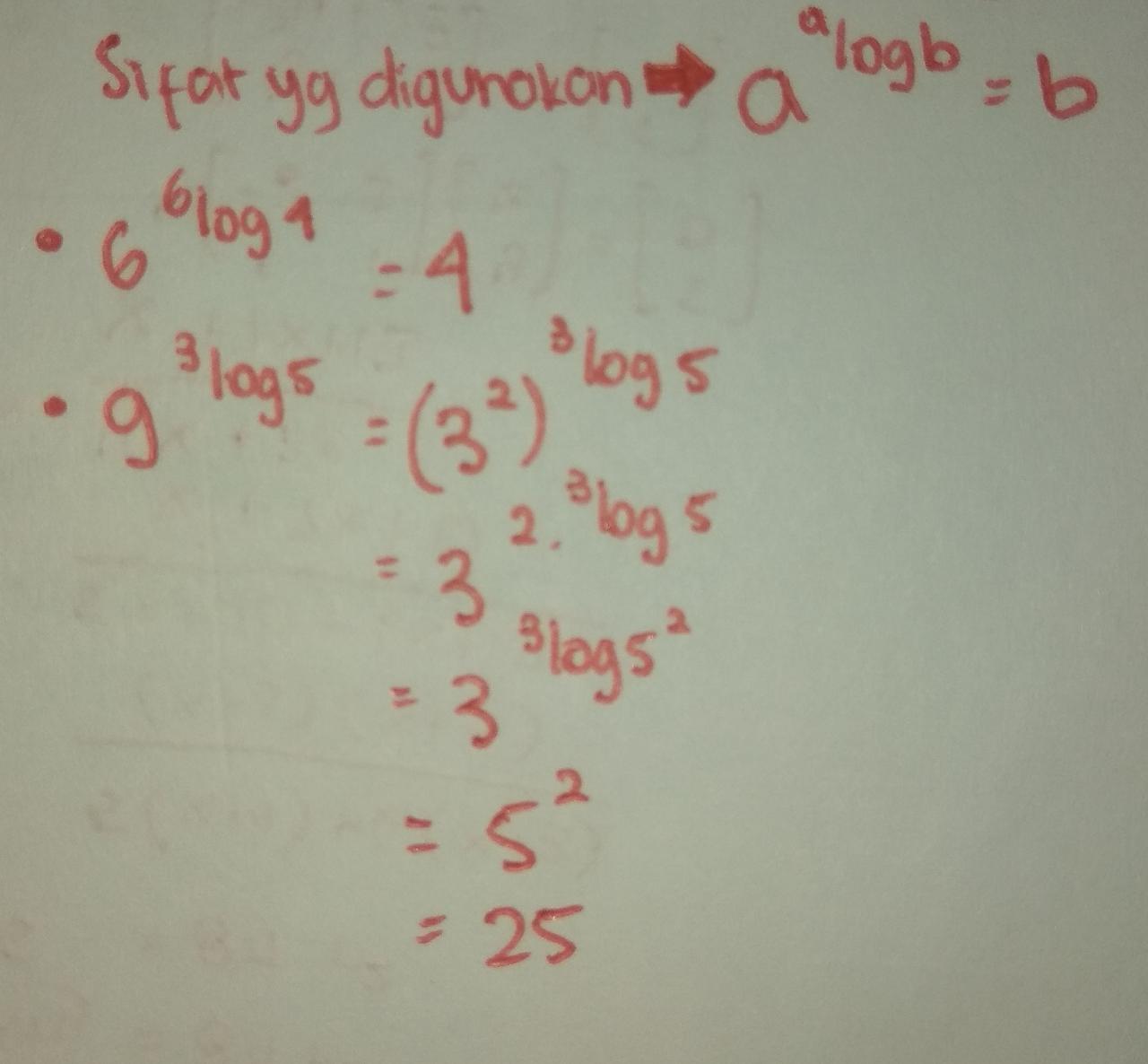 sederhanakanlah 6^6 log 4 dan 9^3 log 5 - Brainly.co.id